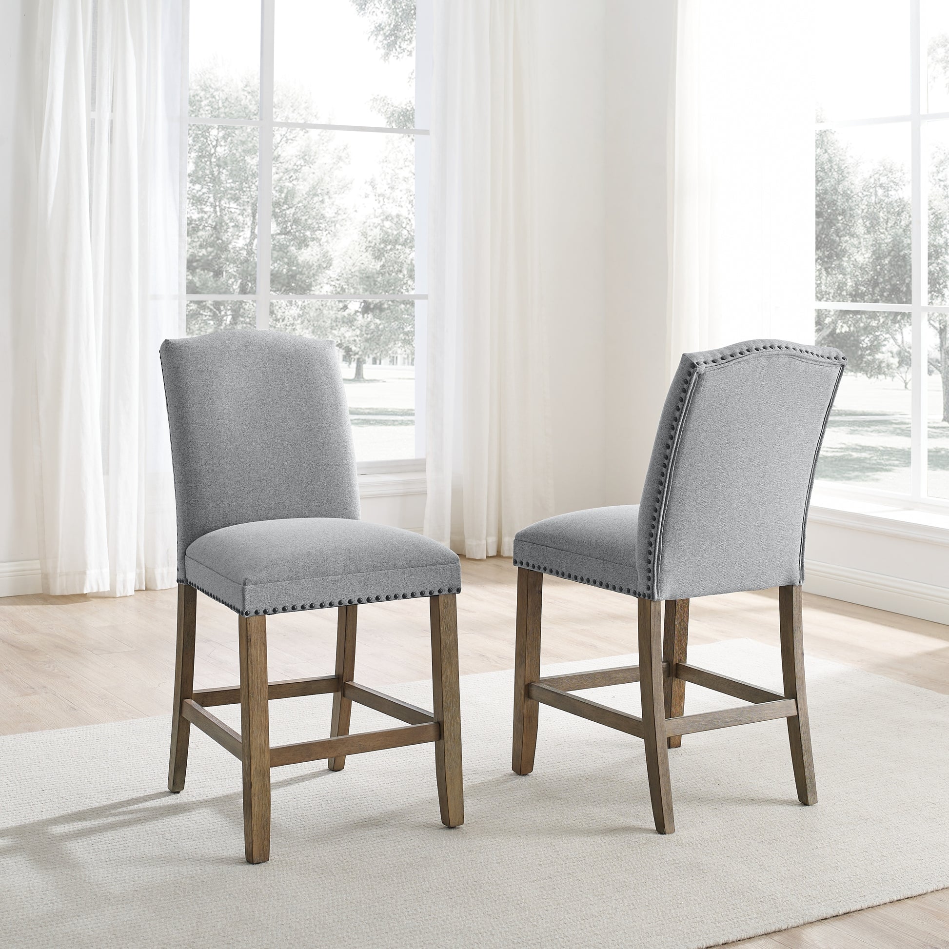 Grayson Counter Chair With Set Of 2 Dark Gray Dark Gray Wood