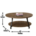 Denise Oval Cocktail Table Brown Brown Iron