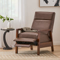 Faux Leather Upholstered Pushback Recliner Dark Brown Dark Brown Pu