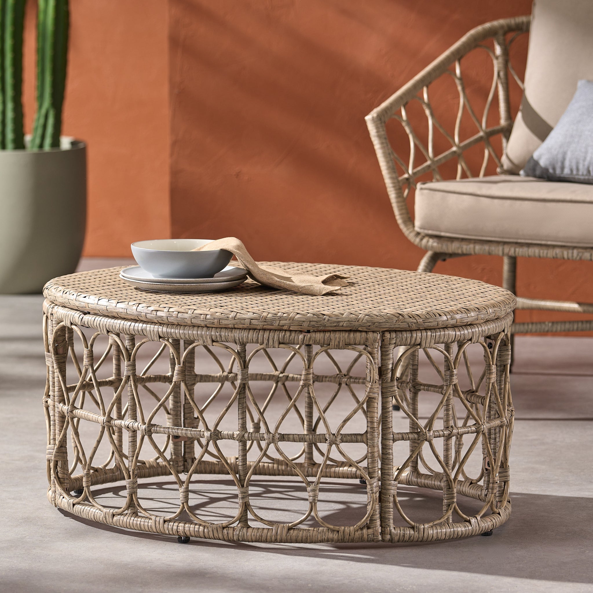 Bruce Coffee Table - Brown Rattan