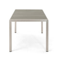 Coral Outdoor Aluminum Dining Table With Faux Wood Top, Gray Finish,Grey Grey Silver Wood