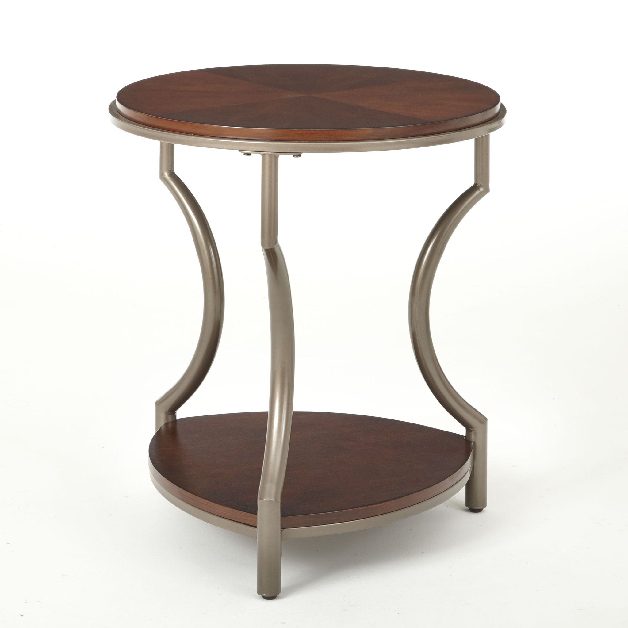 Miles Round End Table Brown Brown Iron