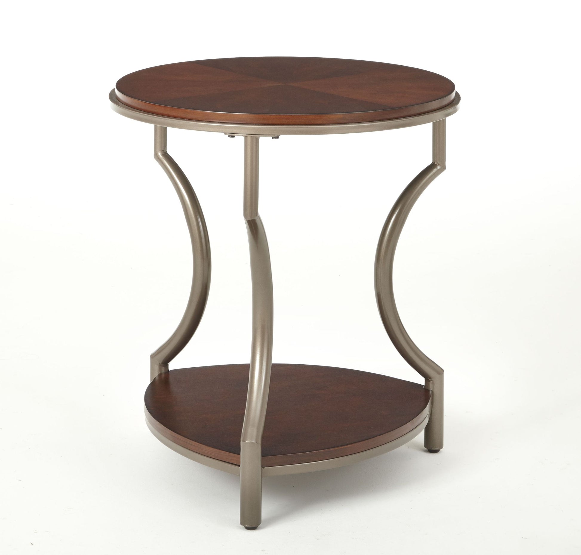 Miles Round End Table Brown Brown Iron