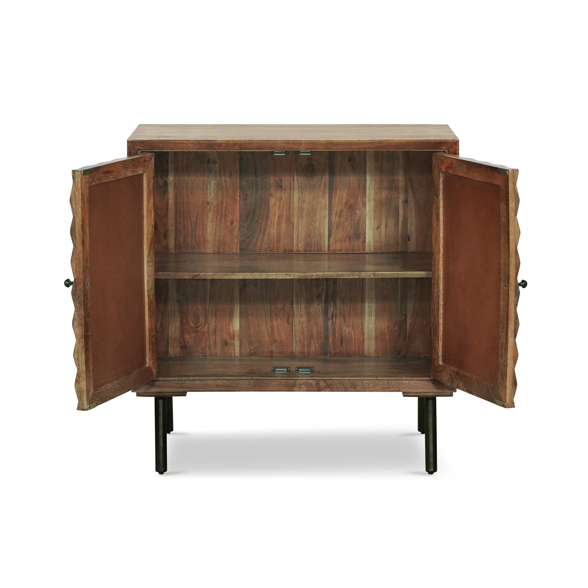 Wooden & Iron Sideboard Dark Brown Wood