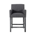 Upholstered 26 Inch Counter Stool Charcoal Gray Charcoal Fabric