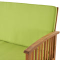 Outdoor Acacia Wood Sofa Set With Water Resistant Cushions, 4 Pcs Set, Brown Patina Light Green Light Green Acacia Wood