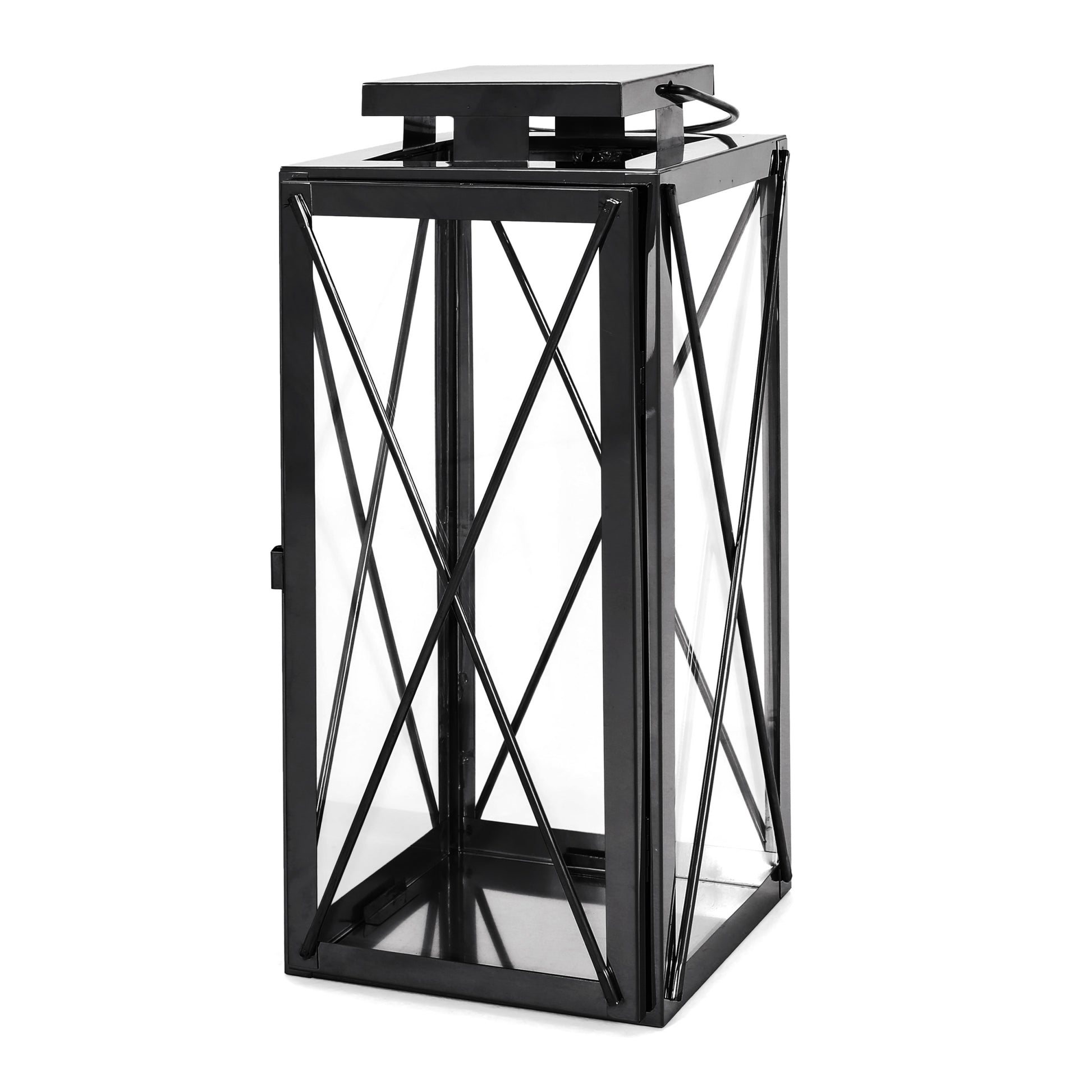 Deborah 14"H Stainless Steel Lantern Black Stainless Steel