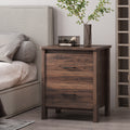 Toolless Assembly Nightstand Brown Mdf