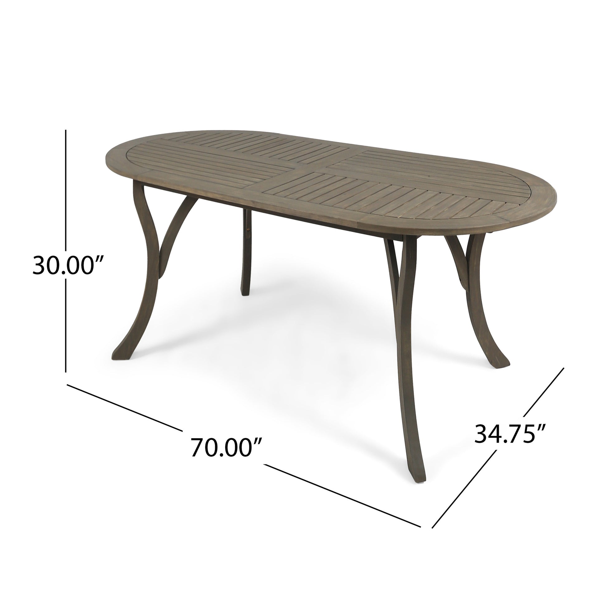 Acacia Wood 70" Dining Table Grey Wood