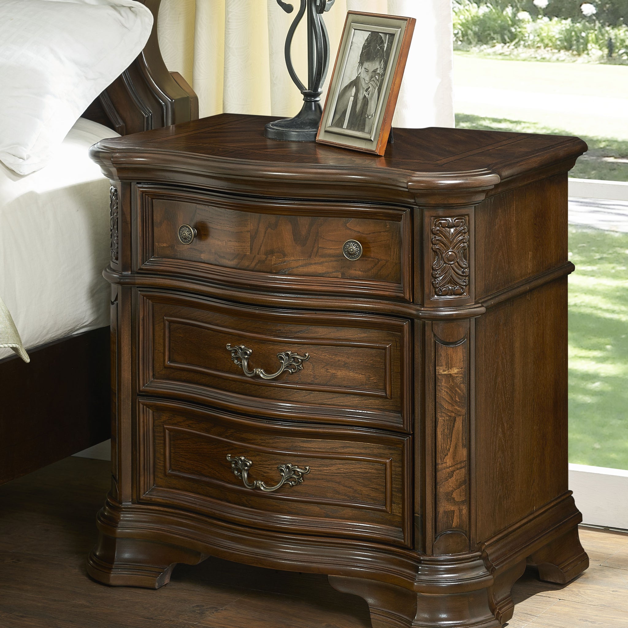 Royale Nightstand With Usb And Power Outlet Dark Brown Dark Brown Wood