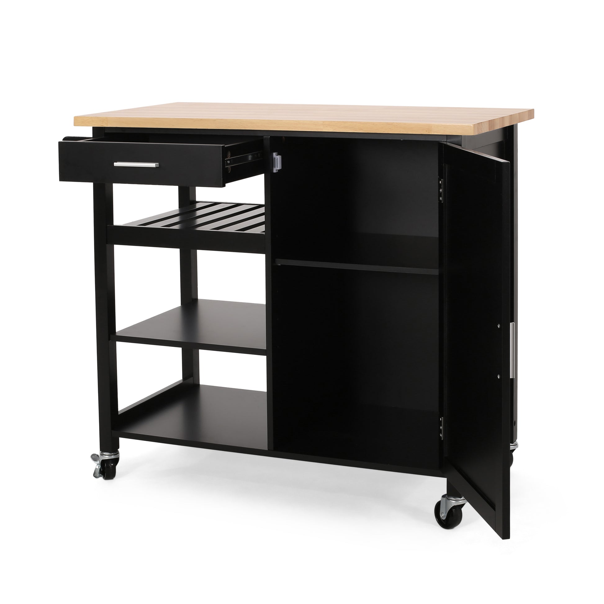 Kitchen Cart Black Wood