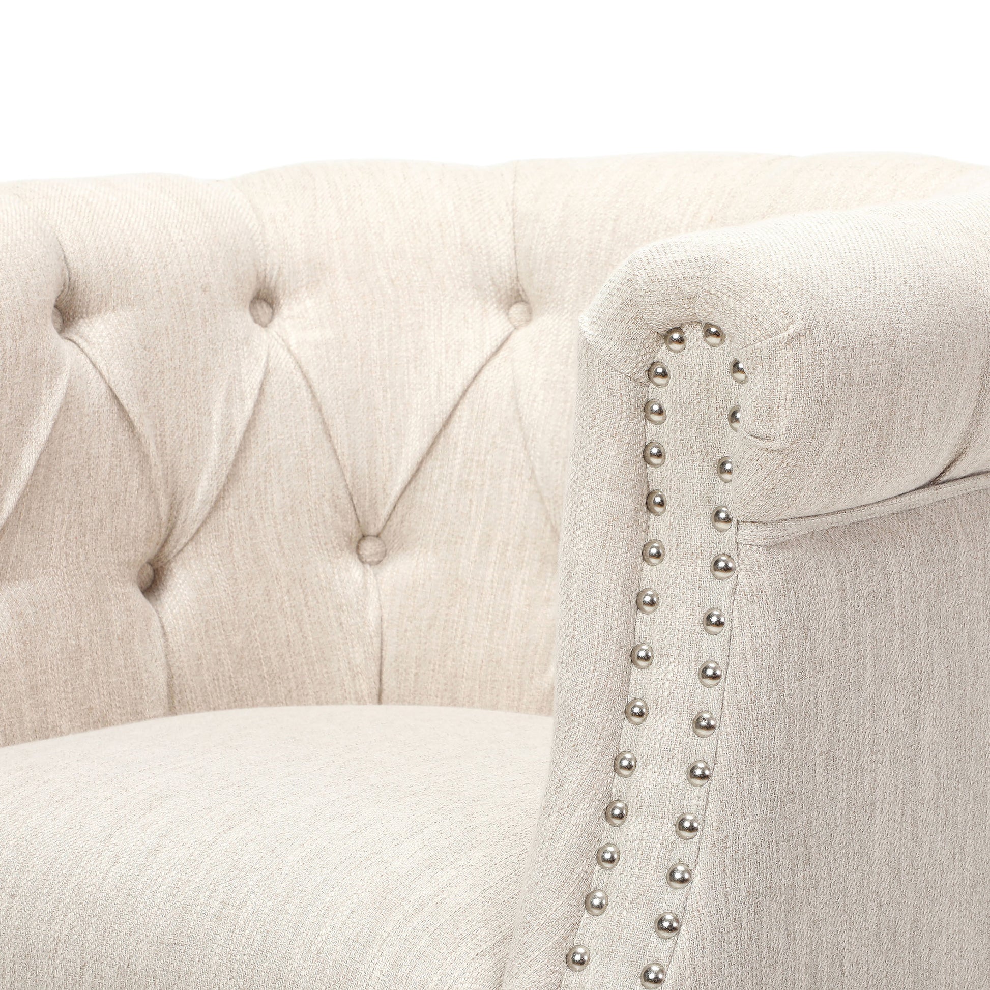 Chair Ottoman Beige Fabric