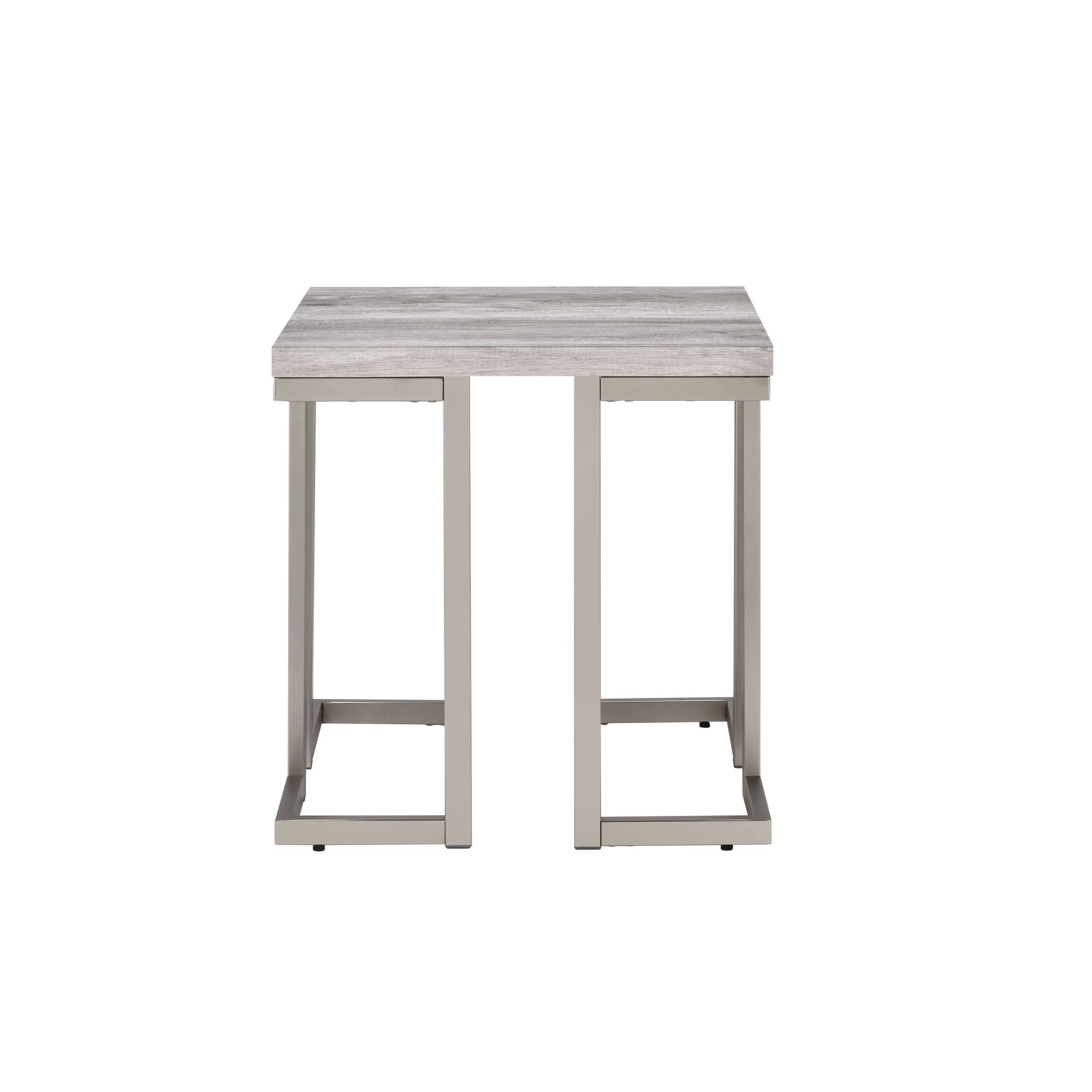 David End Table White White Iron