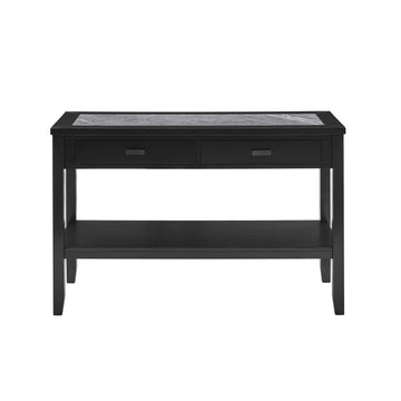 Garvine Sintered Stone Sofa Table Black Black Wood