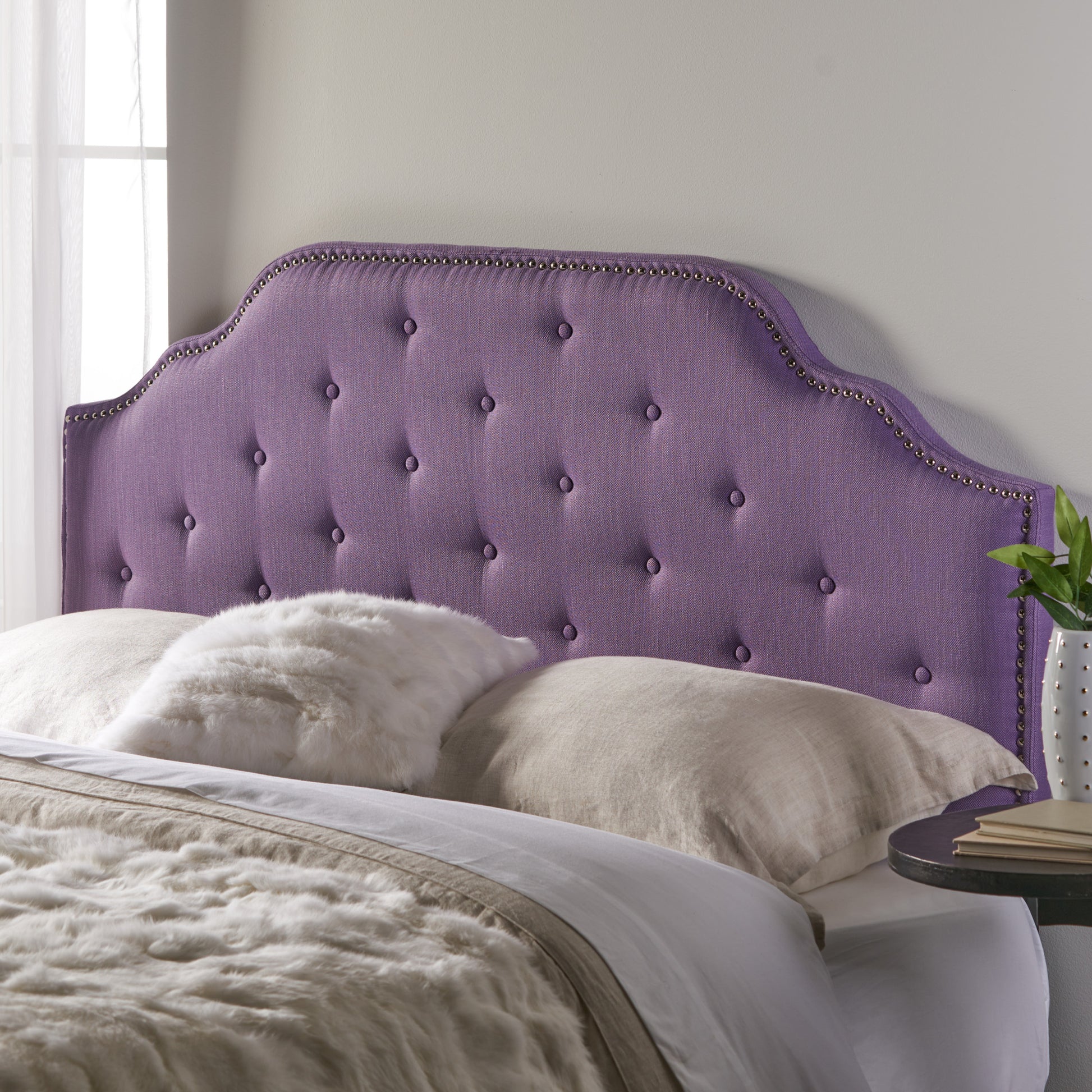 Queen&Full Sized Headboard Queen Light Purple Fabric