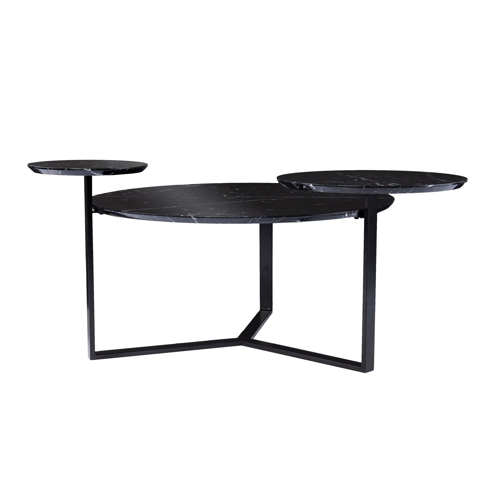 Saxelby Faux Marble Cocktail Table Black Iron