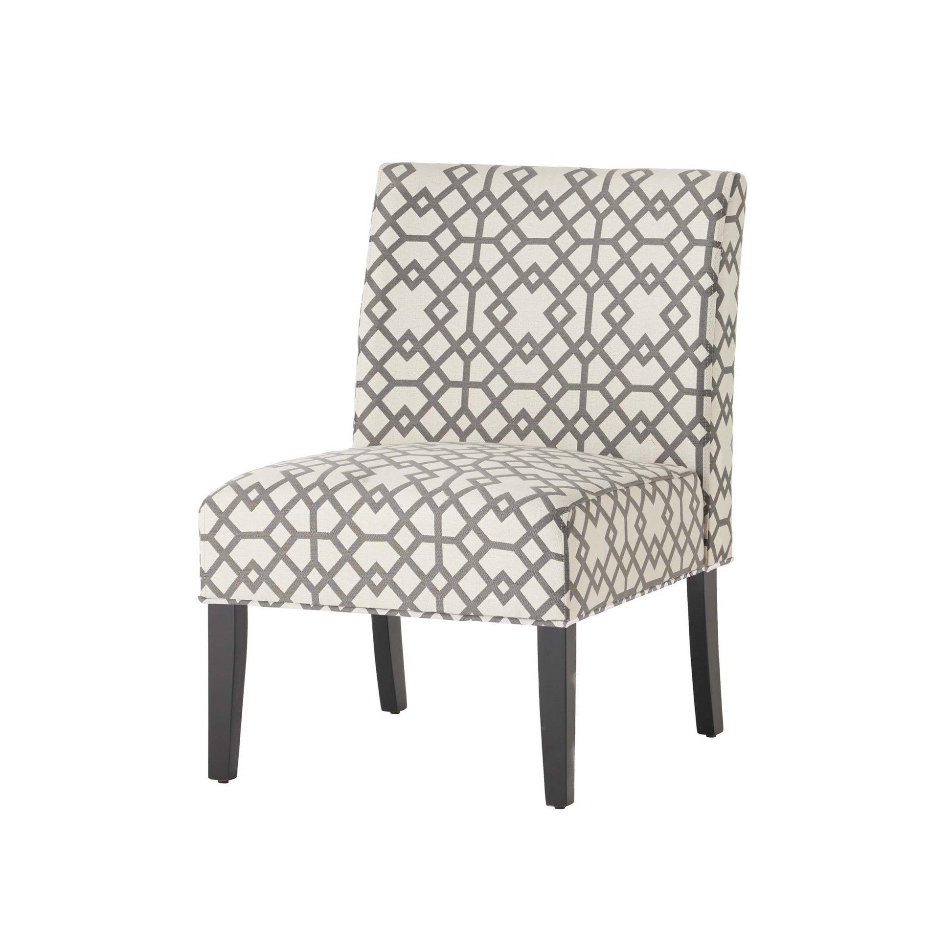 Accent Chair Grey Ivory Fabric