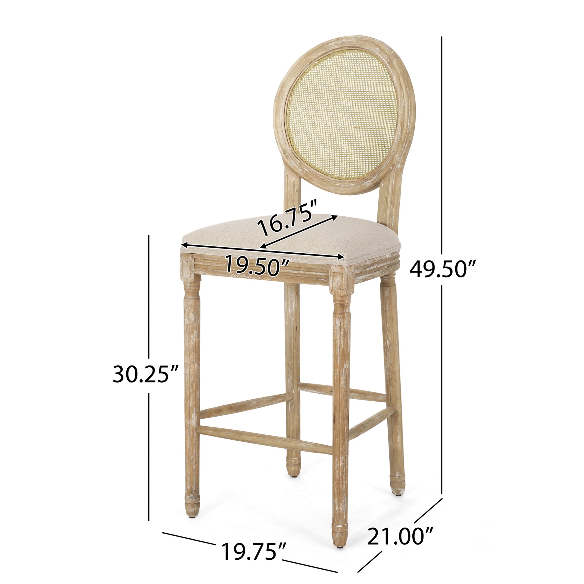 Barstool Mp2 Set Of 2 Beige Natural Rattan Fabric