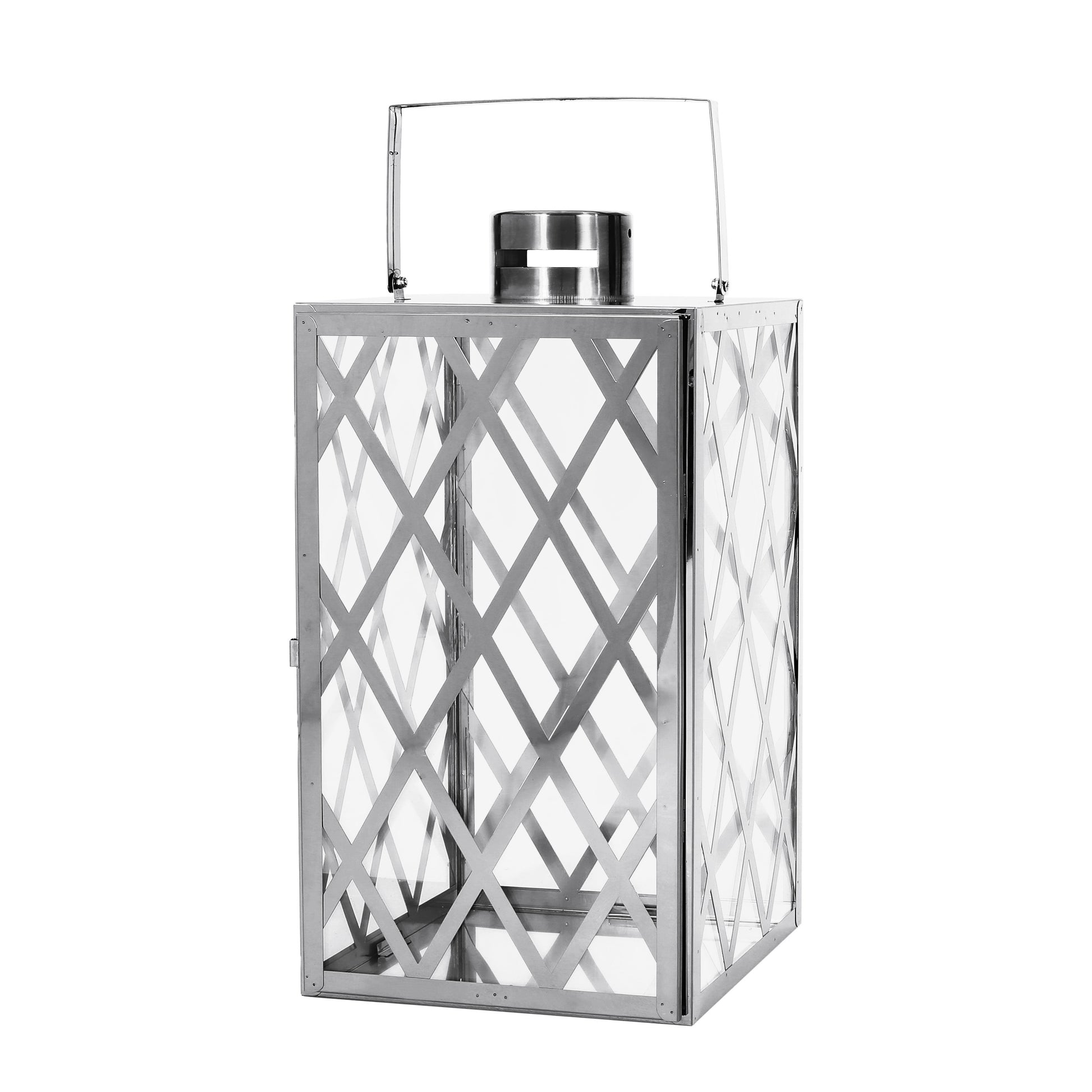 Anton 18"H Stainless Steel Lantern Silver Stainless Steel