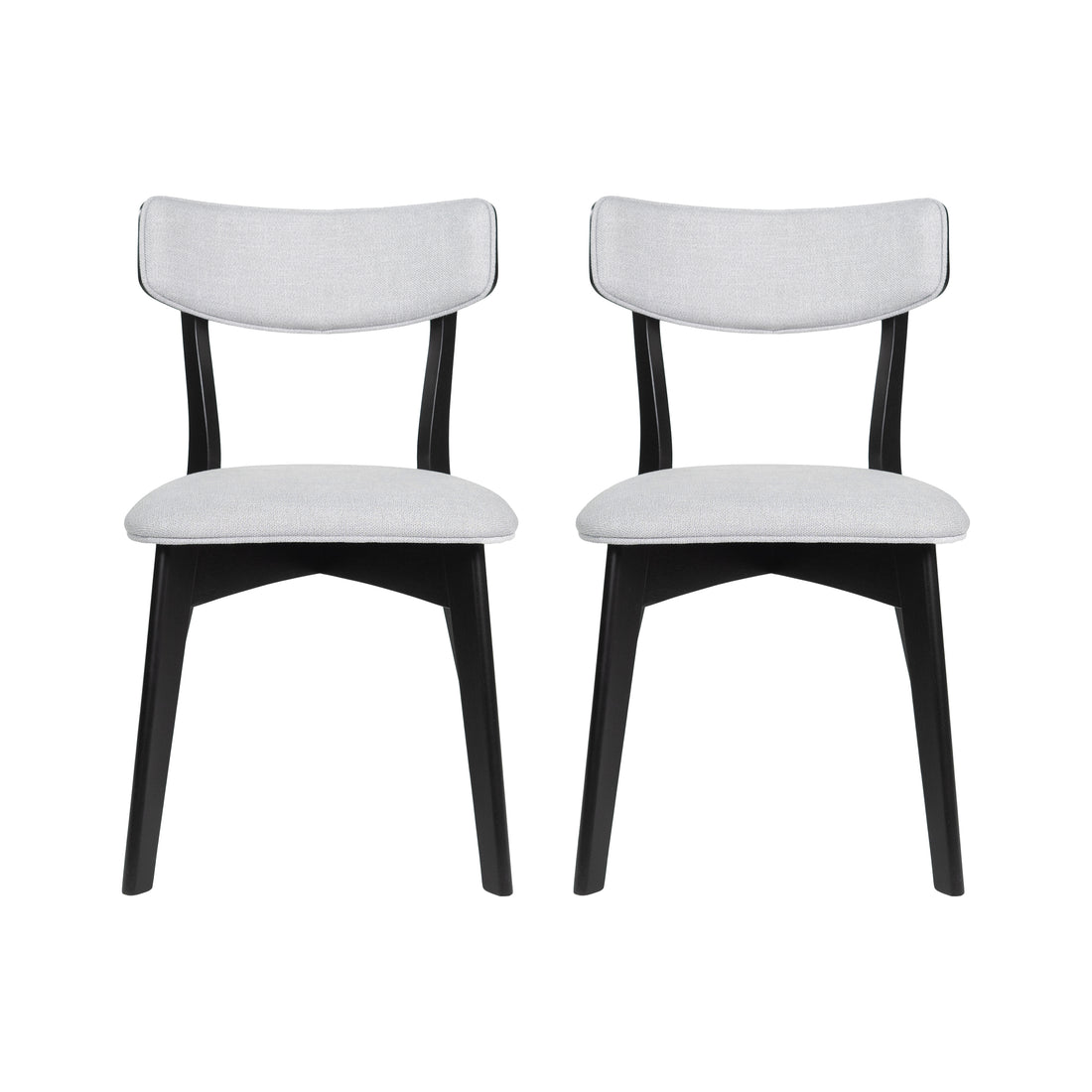 Dining Chair Set Of 2 Light Grey Fabric