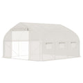 Outsunny 11.5' X 10' X 6.5' Walk In Tunnel Greenhouse, Green House With Zippered Mesh Door, 7 Mesh Windows & Roll Up Sidewalls, Upgraded Gardening Plant Hot House With Galvanized Steel Hoops, White White Steel