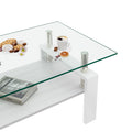 Rectangle Coffee Table, Tempered Glass Tabletop With Mdf Layer, Modern Table For Living Roomtransparent Glass Transparent Tempered Glass