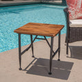 Ocala Inductrial Wood Metal End Table Black Acacia Wood