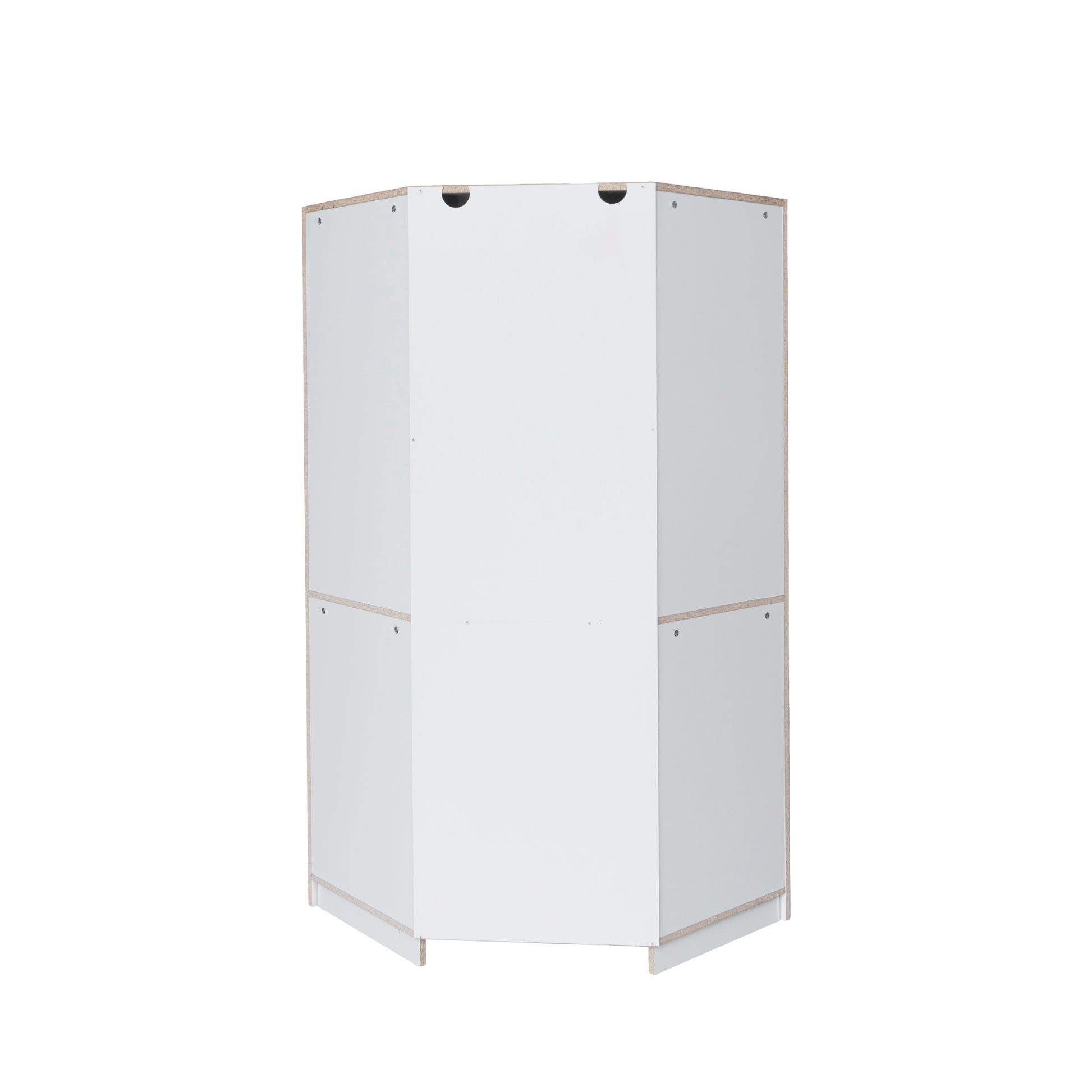 Polygon Corner Wardrobe, White White Particle Board