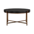 Sylvie Brushed Oak And Metal Round Coffee Table Grey Black Wood Metal