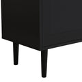 Elegant Shoe Cabinet With Arched Doors And Drawer, Cream Style Storage Sideboard With Adjustable Shelves And Solid Wood Legs For Entryway, Living Room, Black Freestanding 1 2 Drawers Black Primary Living Space Adjustable Shelves Particle Board Mdf