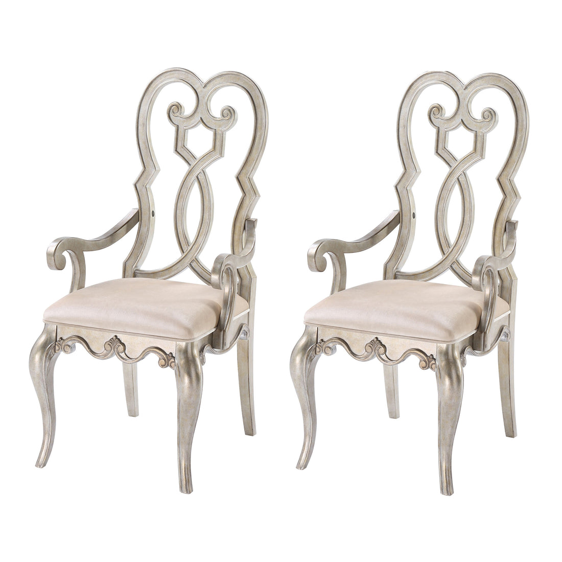 Madigan Ivory And Antique Champagne Arm Chairs