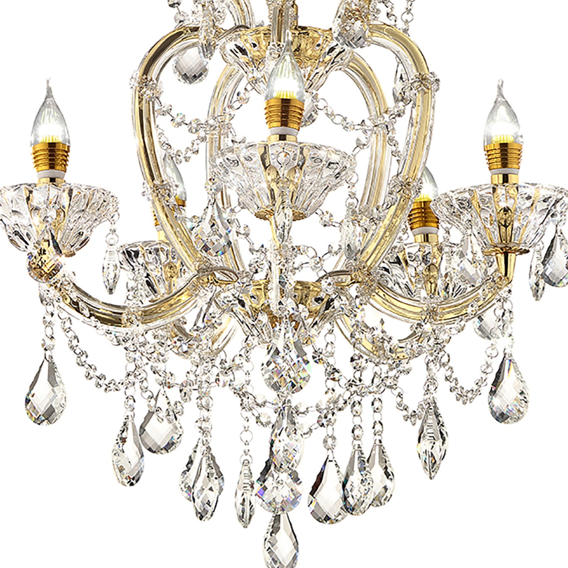 22"In Bella Petite Gold Crystal 5 Led Light Chandelier Gold Crystal