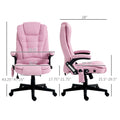 Homcom 6 Point Vibrating Massage Office Chair With Heat, Linen High Back Executive Office Chair With Reclining Backrest, Padded Armrests And Remote, Pink Pink Polyester