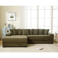 Arrived Oversized Two Piece Couches, L Shaped Sofa, Corduroy, Left Chaise Daybed,With Armrests,Eight Throw Pillows,Corner Sofa,Easy To Assemble, Green Green Polyester Wood Primary Living Space Medium Soft Pillow Back Modern Square Arms Wood 3 Seat