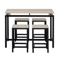 5 Piece Compact Bar Table Set With Table And Stools Modern Industrial Design, Space Saving Furniture For Dining Room And Breakfast Nook Oak Oak Mdf Steel