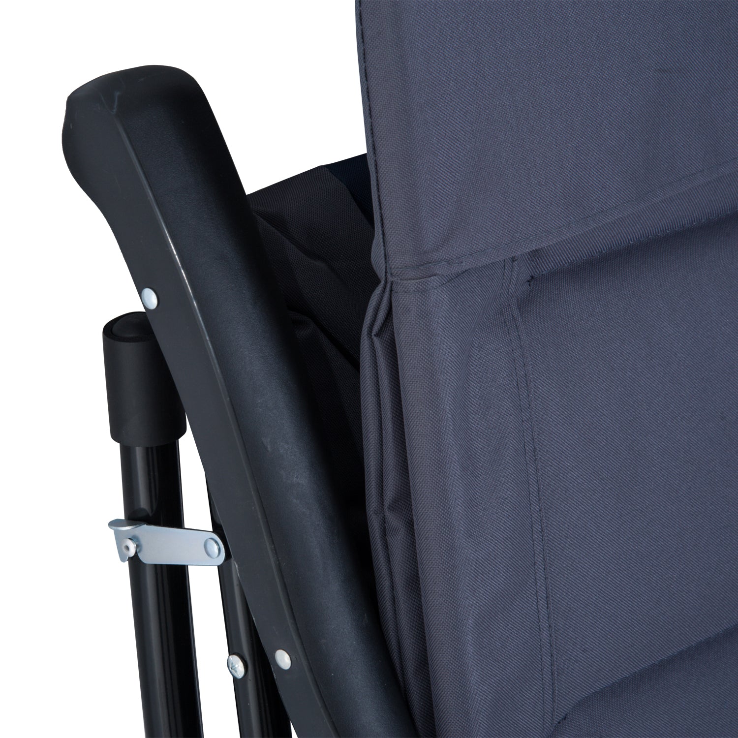 Outsunny 3 Piece Outdoor Patio Furniture Set With Glass Coffee Table & 2 Folding Padded Rocking Chairs, Bistro Style For Porch, Camping, Balcony, Navy Blue Blue Oxford Fabric