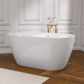 51 Inch Acrylic Freestanding Bathtub Contemporary Soaking White Tub With Overflow And Pop Up Drain Glossy White Gloss White Oval Bathroom Freestanding Tubs Polished Less Than 59 In Contemporary,Modern Soaking Center Fiberglass Acrylic