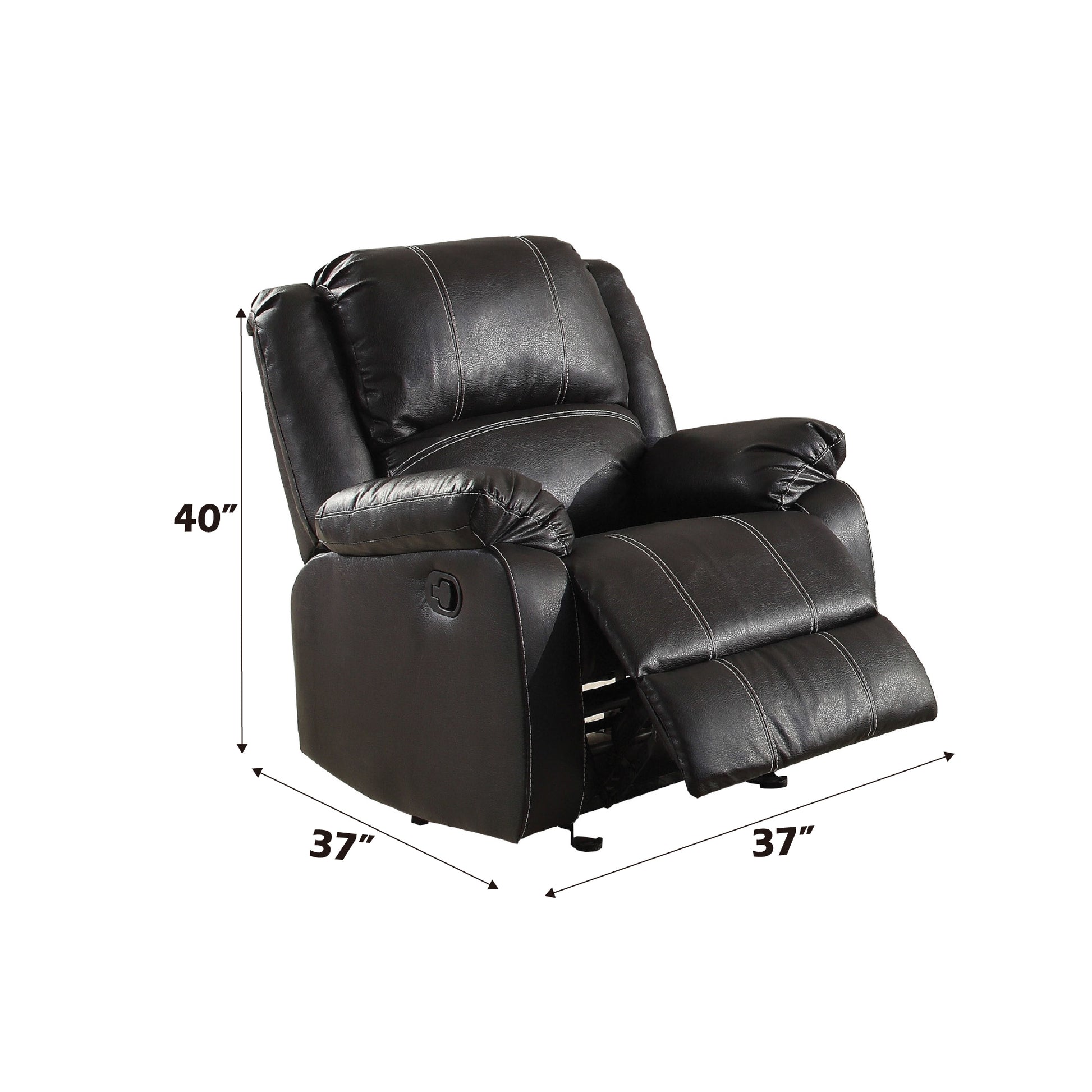 Zuriel Motion Rocker Recliner, Black Synthetic Leather Lv52287 Black Upholstered