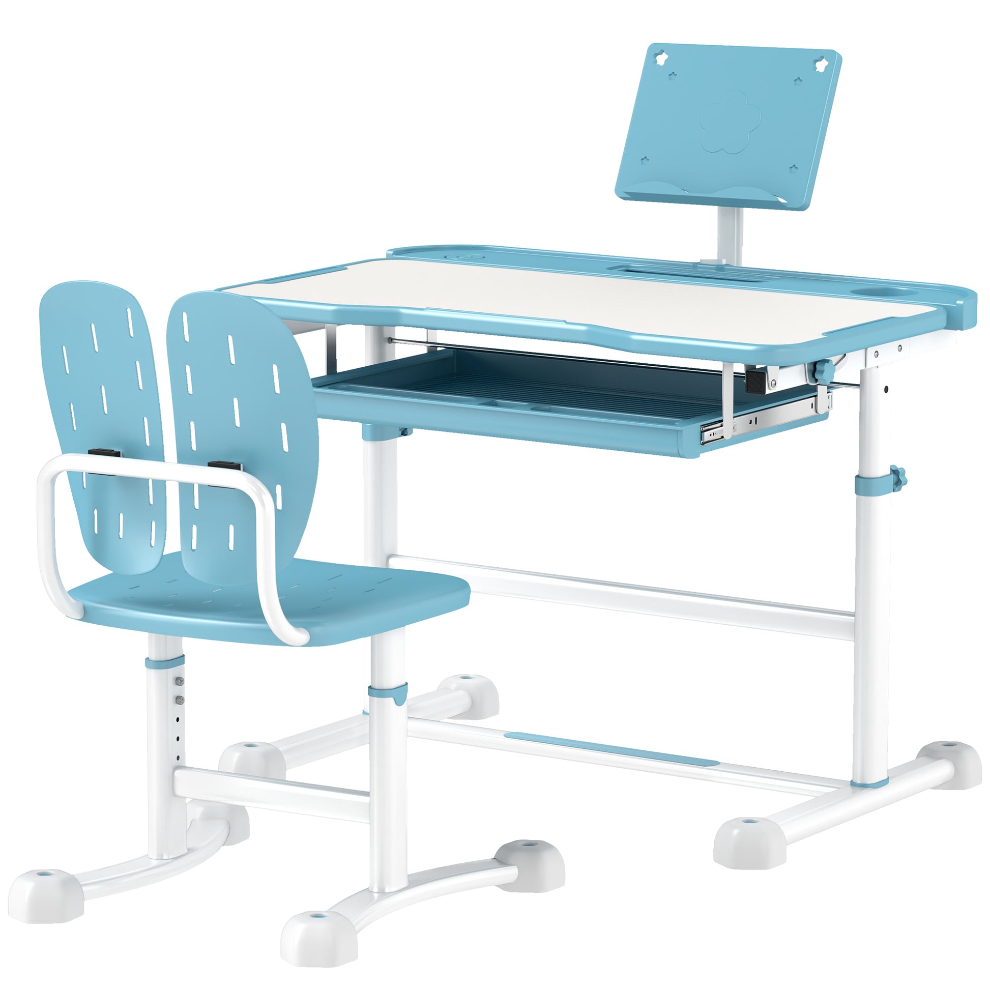 Qaba Kids Desk And Chair Set, Height Adjustable Kids School Study Desk