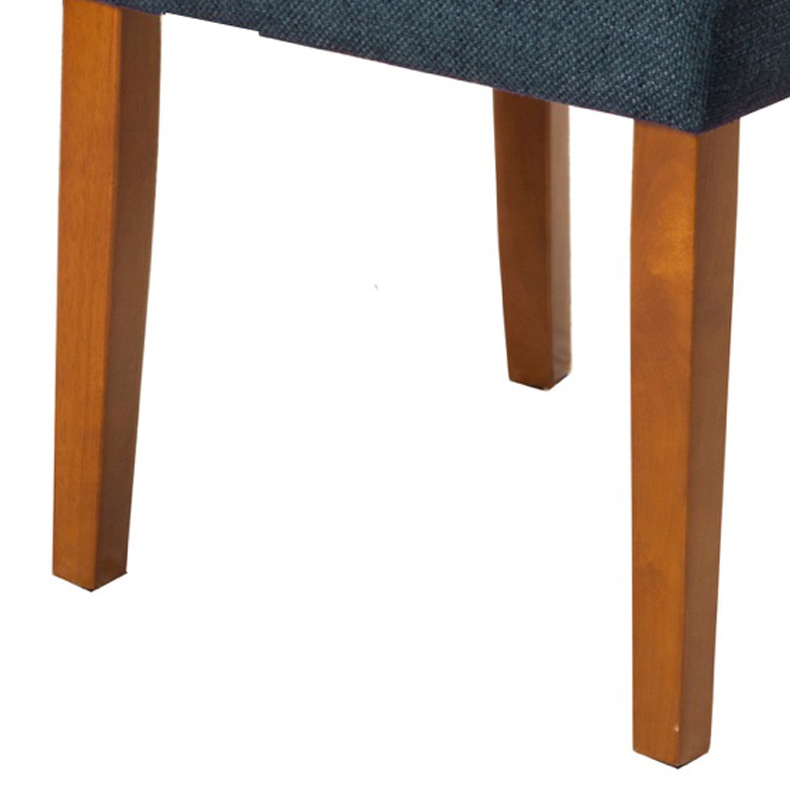 Fabric Upholstered Parson Dining Chair With Wooden Legs, Navy Blue And Brown, Set Of Two Blue Brown Wood Fabric
