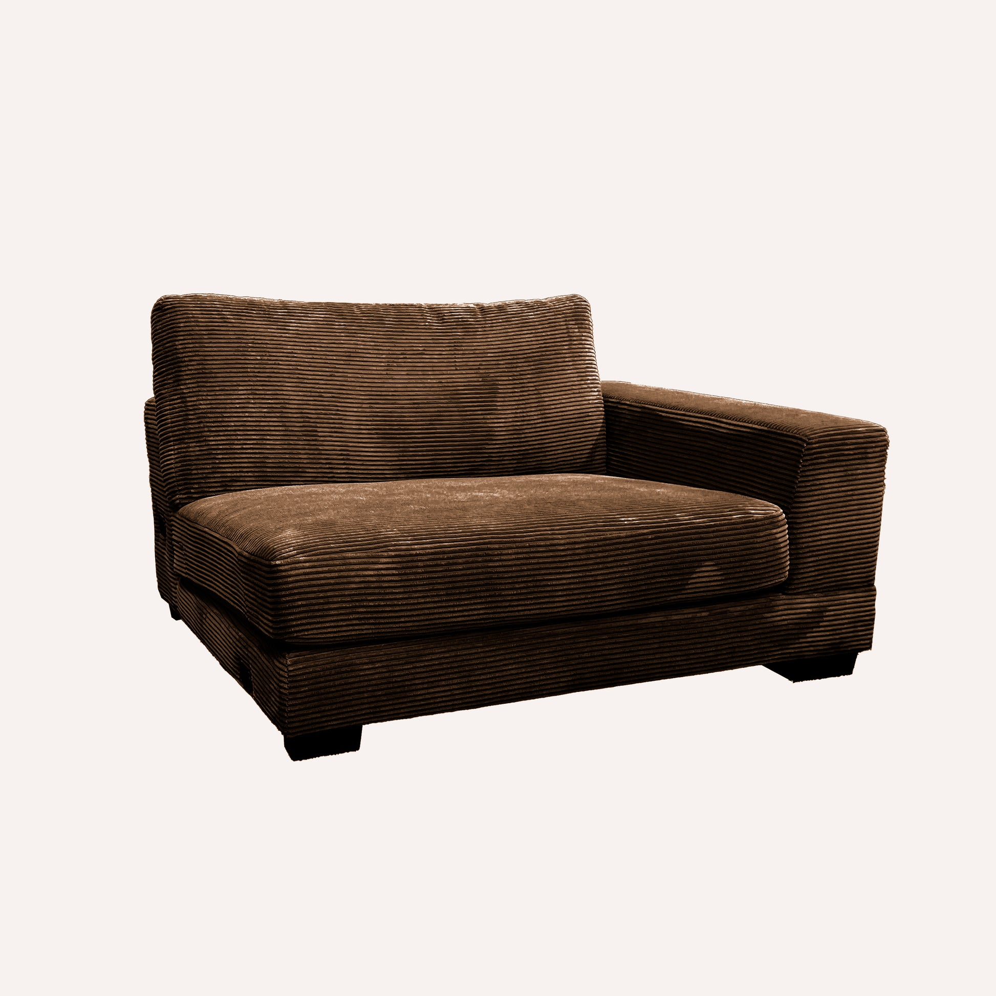 Bella Brown Corduroy Left Facing 2 Piece Sectional Brown Wood Corduroy 2 Seat