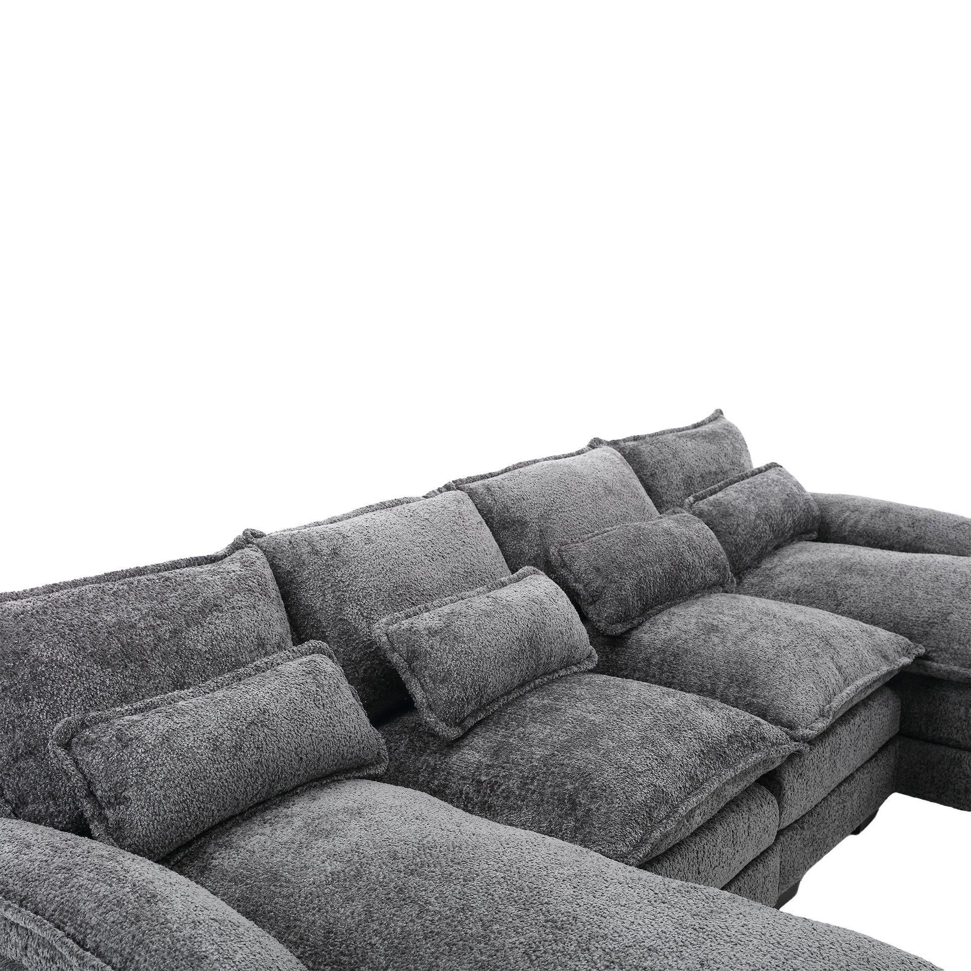 United We Win Modern Large Chenille Fabric U Shape Sectional Sofa,Strong Support For Up To 500 Pounds, Filled With High Quality High Density Sponge And High Quality Memory Foam Gray Chenille 4 Seat