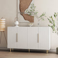 White Modern Buffet Cabinet With Storage, Fluted Sideboard Large Buffet With Adjustable Shelves, Credenza, Accent Cabinet Console Table White Mdf