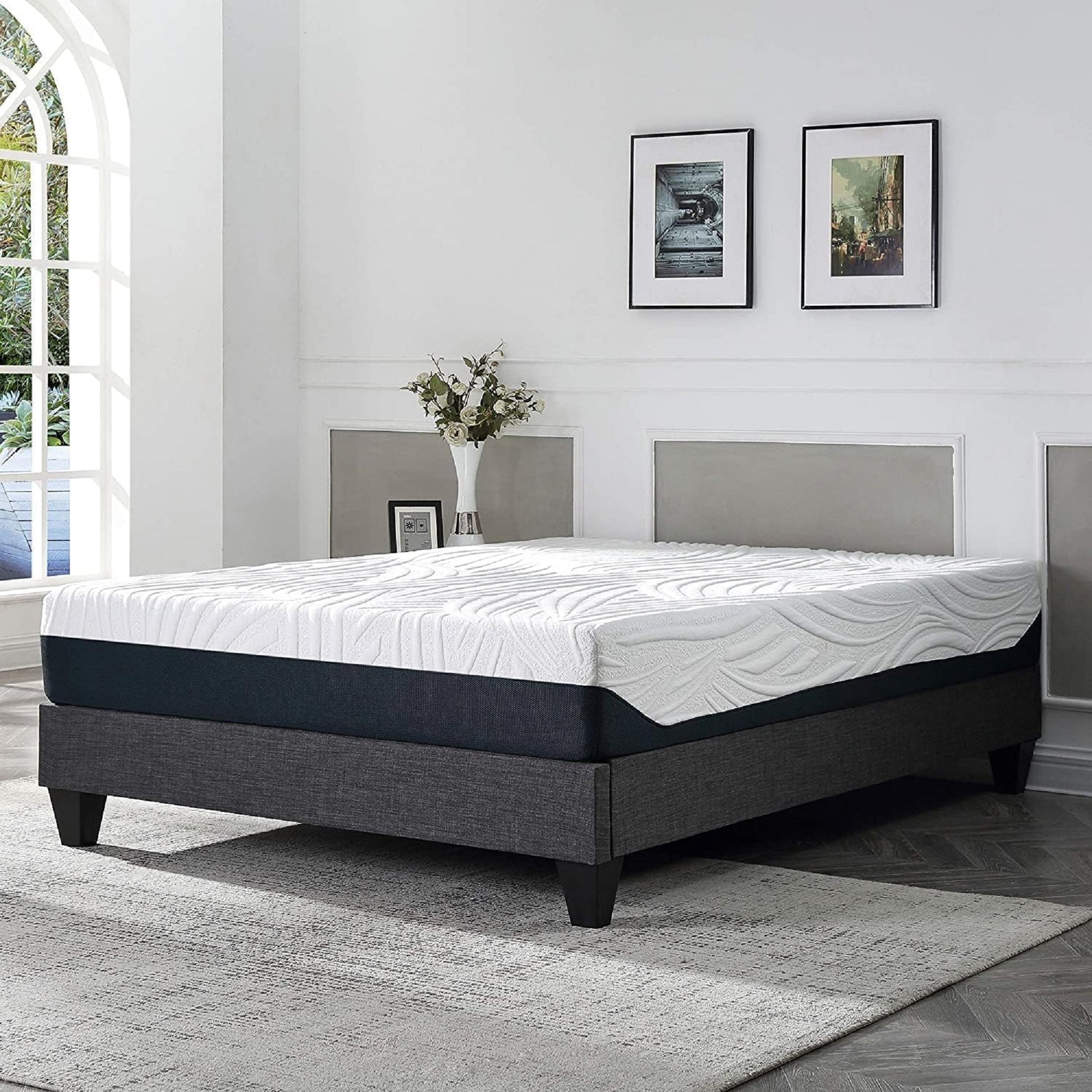 1Pc Contemporary Upholstered Platform Bed California King Linen Like Polyester Fabric Steel Grey Wood Frame Bedroom Box Spring Not Required California King Steel Gray Wood Primary Living Space Contemporary Bed Frame Polyester Wood
