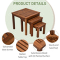 Outsunny 3 Piece Outdoor Side Nesting Table Patio Set With Acacia Wood Build & Multi Functional Design Teak Metal