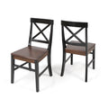 Roshan Farmhouse Acacia Wood Dining Chairs, Black Walnut Set Of 2 Black Acacia Wood