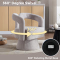 Coolmore 360 Degree Swivel Cuddle Barrel Accent Chairs, Round Armchairs With Wide Upholstered, Fluffy Fabric Chair For Living Room, Bedroom, Office, Waiting Rooms Light Gray Boucle Light Gray Foam Boucle