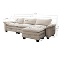 Living Room Furniture Luxury Sectional Sofa Couch With Ottoman Soft Velvet Upholstered Sofa Beige Beige Foam Velvet 3 Seat