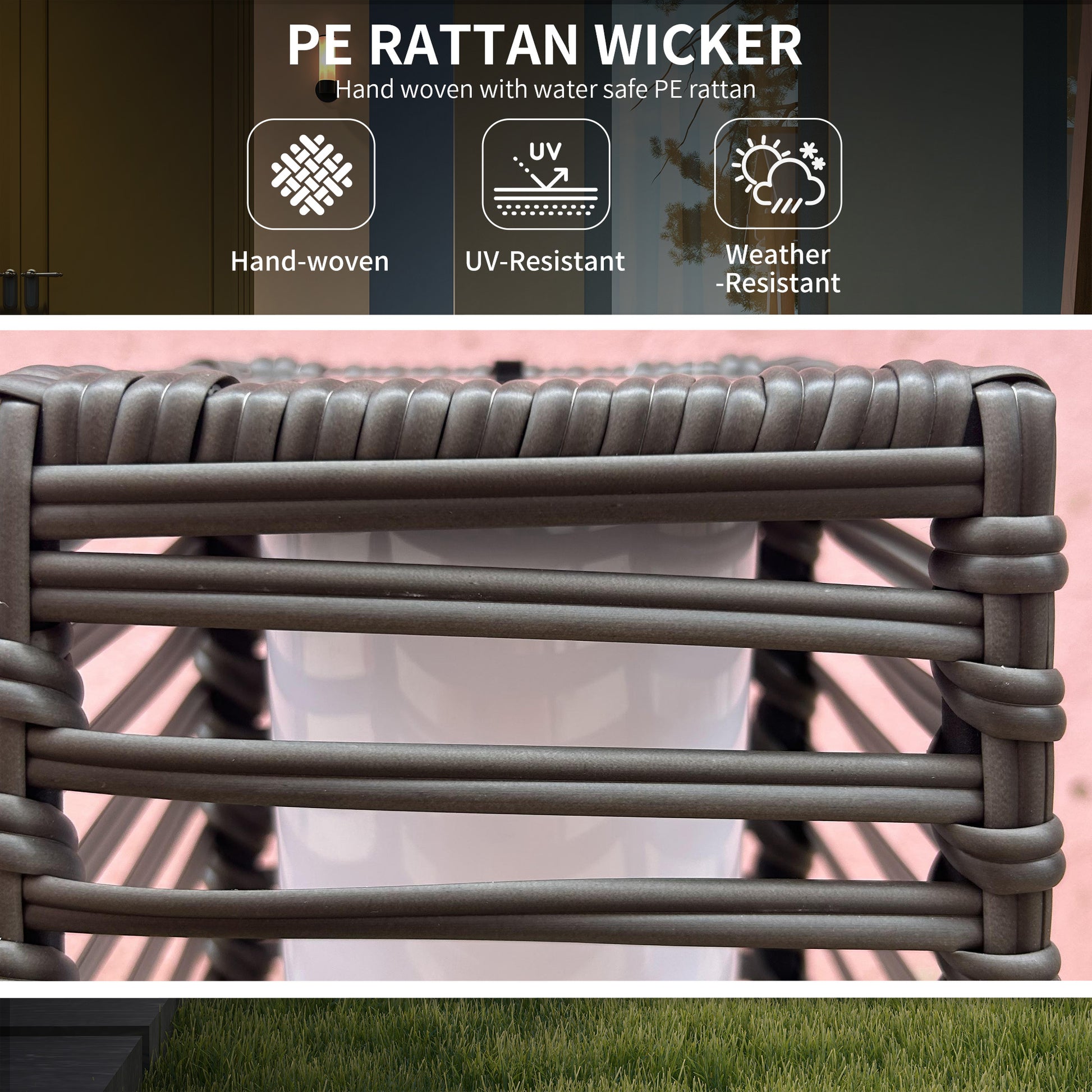 Outsunny Solar Floor Lamp, Outdoor Rattan Garden Lantern Pathway Light & Decorative Driveway Lighting With Auto On Off Led Lights For Porch, Yard, Lawn, Courtyard, Deck, Gray Gray Steel