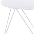 White Geometric Metal Base Accent Table White Primary Living Space Modern Round Metal Sled